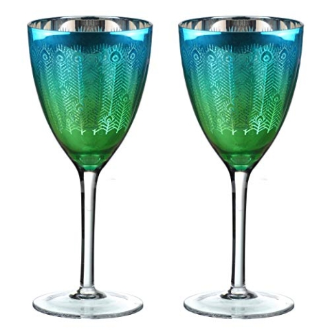 Artland deco Peacock Weinglas, 2er Set, mehrfarbig, Farbe
