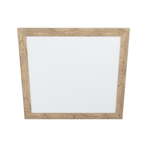 EGLO LED Panel Piglionasso mit Holz Deko-Rahmen, Deckenlampe Holz in Hell-Braun geflammt, Küchenlampe, Bürolampe, LED Flurlampe Decke neutralweiß, L x B 64,5 cm