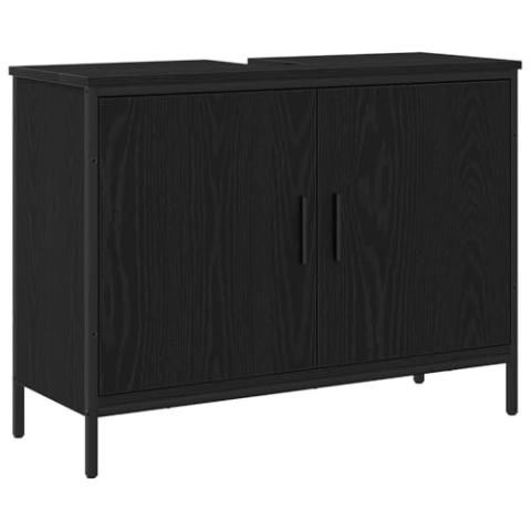 vidaXL Waschbeckenunterschrank Schwarz Eiche 80x30x60 cm Holzwerkstoff