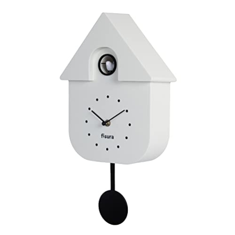 FISURA - Kuckucksuhr. Wanduhr. Original Geschenk Wanduhr. 3 AA-Batterien Nicht enthalten. Maße: 21,5 x 8 x 41,5 cm. ABS-Kunststoff. (Weiß)