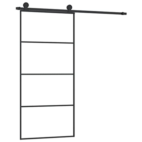 vidaXL Schiebetür mit Beschlag 90x205 cm ESG-Glas & Aluminium, Glasschiebetür, Aluminium Schiebetür, Innentür, Schiebetür Innenbereich, Glastür, Tür