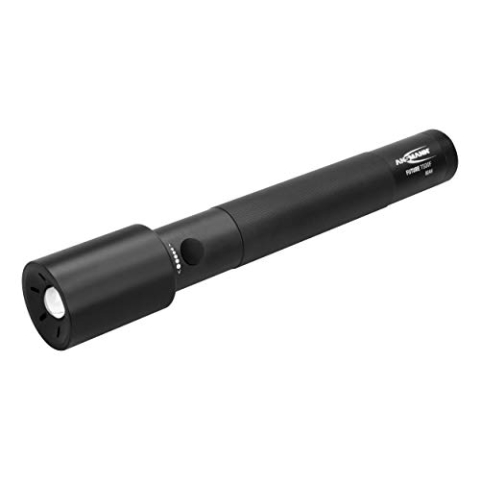 ANSMANN LED Taschenlampe T500F mit 970 Lumen - Handlampe stufenlos fokussierbar, robust, dimmbar, 195 m Reichweite mit CREE LED, IP54 Staub- & Spritzwasserschutz - 10 W Arbeitsleuchte inkl. Batterien