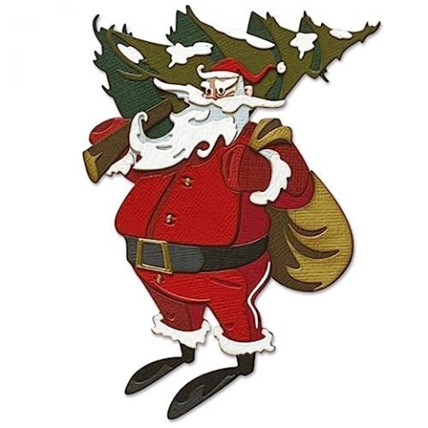 Sizzix Set, Colorize by Thinlits Stanzschablonen 18PK Woodland Santa, koloriert von Tim Holtz, 665573, Kohlenstoffstahl, Waldland, One Size
