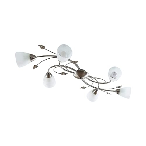 Lindby Deckenlampe Florentiner Stil, Glas Metall Deckenleuchte 6x E14 max. 8W ohne Leuchtmittel Deckenstrahler Strahler Flur Lampe Wohnzimmer