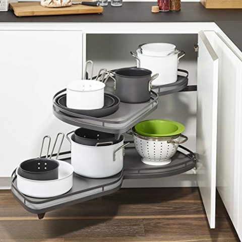 Lemans II anthrazit Links ausschwenkend für Eckschrank mit 50 cm Türbreite und Lichter Schrankhöhe von 650-800 mm Eckschrankbeschläge Eckschrankauszug von SO-TECH®