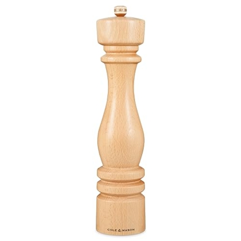 Cole & Mason H233012 London Salzmühle, mit Einstellbarem Mahlwerk, Holz, 30cm, Precision+ mit Keramikmahlwerk, Gewürzmühle, Mühle für Salz, Natur