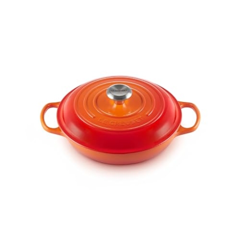 Le Creuset Signature Gusseisen Gourmet-Profitopf, Rund, Ø 26 cm, 2,2 l, Für alle Herdarten inkl. Induktion geeignet, 4,205 kg,Ofenrot, 21180260902430