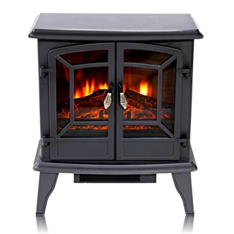 Classic Fire Narvik Elektrokamin mit Heizung – Elektroheizung 1800W - Kaminofen mit Heizung, Schalttafel und Timer - Elektroherd mit LED-Flammen - Freistehend - Schwarz