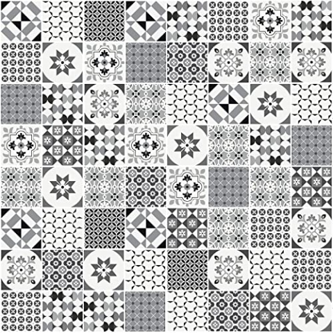 ARTENS - PVC Bodenbelag - Click Vinyl-Fliesen ELIN - Vinylboden - FORTE - Zementfliesen Muster - Grau - L.61 cm x B.30,5 cm - Dicke 4 mm - 1,67 m²/ 9 Fliesen - Belastungsklasse 32