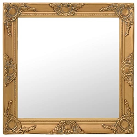 vidaXL Wandspiegel im Barock-Stil Antik mit Montagehaken Dekospiegel Hängespiegel Badspiegel Spiegel Flurspiegel Garderobe 60x60cm Golden