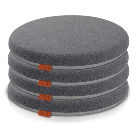 Sitzkissen Stuhl 40x40 cm im 4er Set – Sitzkissen Outdoor mit Memory Foam -Sitzkissen für Indoor & Outdoor Nutzung – Mittelhart H3 Sitzpolster Gartenstuhl Balkon Terrasse – Garten Sitzpolster Grau