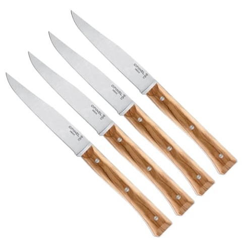 Opinel Facette Olive Tafelmesser-Set, 4-teilig aus rostfreiem MA5 Stahl, 254646