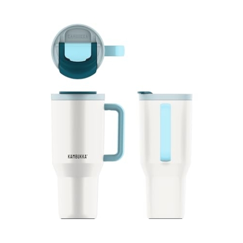 KAMBUKKA Rio Thermobecher mit Henkel, 900 ml, Frosty Coconut, Deckel mit Verschluss