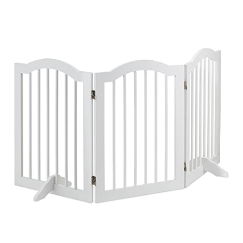 Relaxdays Absperrgitter, freistehend, klappbar, mit Füßen, HBT: 70 x 154 x 30 cm, Schutzgitter für Kinder & Hunde, weiß