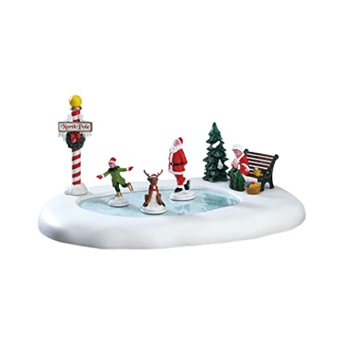 Lemax - North Pole Ice Follies - Breite 28,5cm - Animierte Weihnachtsfiguren auf EIS - Batteriebetrieben - Weihnachtswelt Zubehör