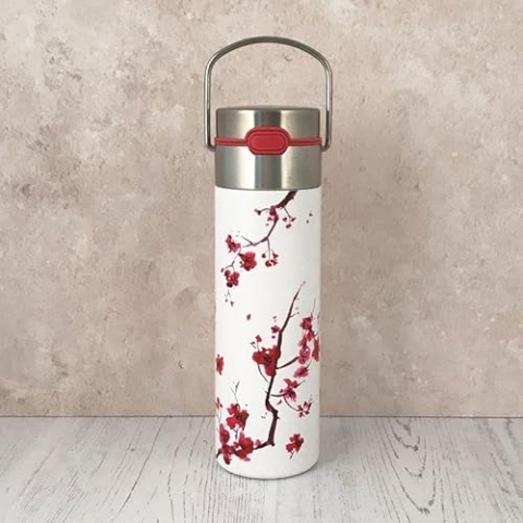 Eigenart LEEZA Cherry Blossom doppelwandige Thermo- Trinkflasche aus Edelstahl mit Sportverschluss und Sieb, BPA frei, 500ml, 11001