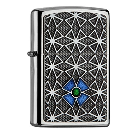 Zippo 2.005.039 Feuerzeug Cross Collection Spring 2016, gebürstet Chrom, blau/grün
