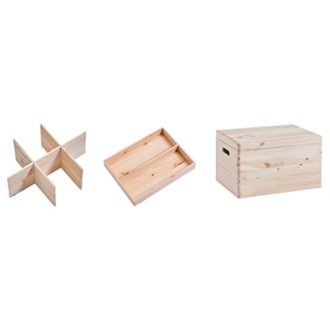 Zeller 13327 Kiste, Holz, Natur, 40 x 30 cm, Beige, 40 x 30 x 24 cm