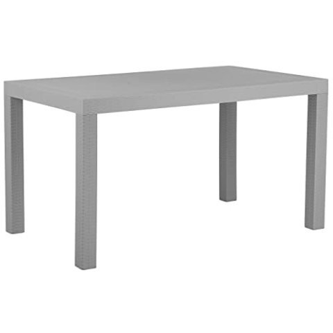 Beliani Gartentisch Rattanoptik 140 x 80 cm hellgrau Fossano