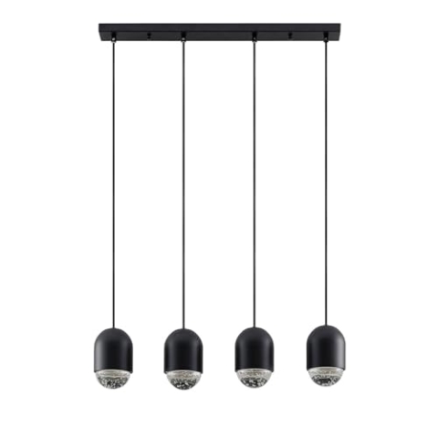 Lucande Pendelleuchte Amielle (Modern) in Schwarz aus Metall (4 flammig, GU10) - Deckenlampe Esstischlampe Hängelampe Hängeleuchte Wohnzimmerleuchte