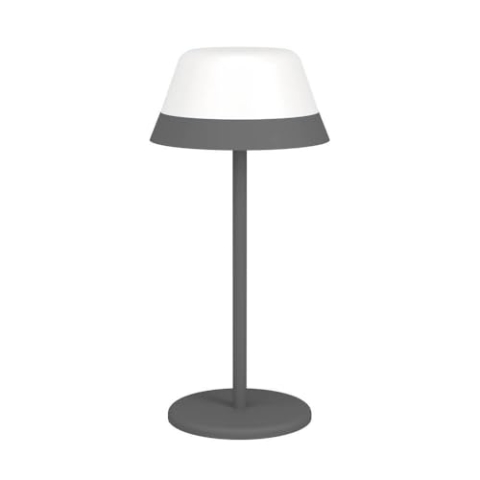 EGLO LED Tischlampe außen Meggiano, Campinglampe dimmbar, kabellose Outdoor Tischleuchte mit aufhängbarem Lampenschirm, USB, Kunststoff in Weiß und Grau, warmweiß, RGB, IP54
