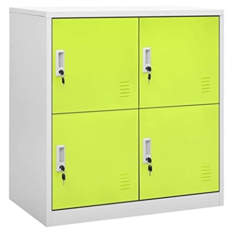 vidaXL 2X Schließfachschrank Spind Umkleideschrank Metallschrank Stahlschrank Fächerschrank Garderobenschrank Schrank Hellgrau Grün 90x45x92,5cm Stahl