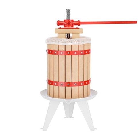 Wiltec 6L Obstpresse aus Buchenholz inkl. Presstuch, manuelle Weinpresse mit 190x270mm Korb, Apfelpresse Fruchtpresse für Obst Wein Maische