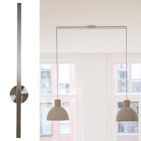 Lightswing Twin Aufhängesystem für zwei Hängelampen - Edelstahl 90cm - Müheloses Schieben, Drehen und vorübergehendes Abnehmen der zwei Pendelleuchten