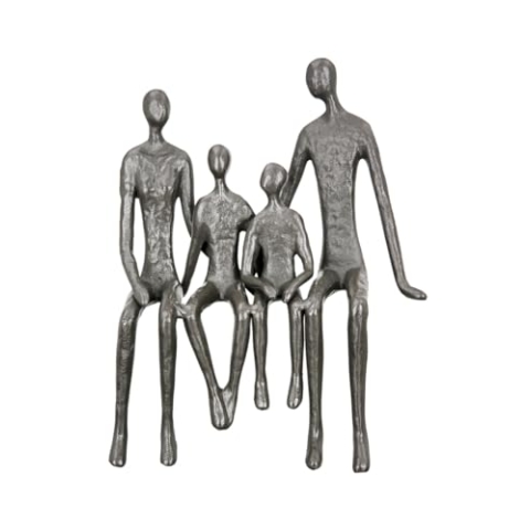 GILDE Deko Figur Skulptur Eisen Kantensitzer Familie - Eltern mit 2 Kindern - Geschenk Weihnachten Geburtstagsgeschenk - Dekoration Wohnzimmer -17 x 23 cm - Farbe: Braun