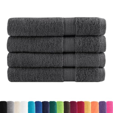 vidaXL Premium Handtücher 4 STK., Saunatuch Saugfähig, Badetuch mit Schlaufen, Strandtücher Duschtuch Gästetuch, Anthrazit 100x200cm 600g/m² 100% Baumwolle