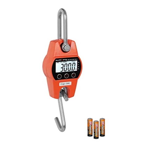 Steinberg Systems 300 kg / 100 g Kranwaage Digitale Hängewaage kg/lbs/N Zugwaage Digital mit LCD Display Aluminiumdruckguss inkl. 3 AA Batterien