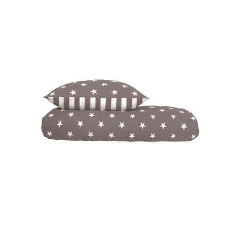 Schiesser Bettwäscheset Sterne | Feinbiber | 100% Baumwolle aus nachhaltiger Produktion | 155x220cm + 80x80cm | Taupe
