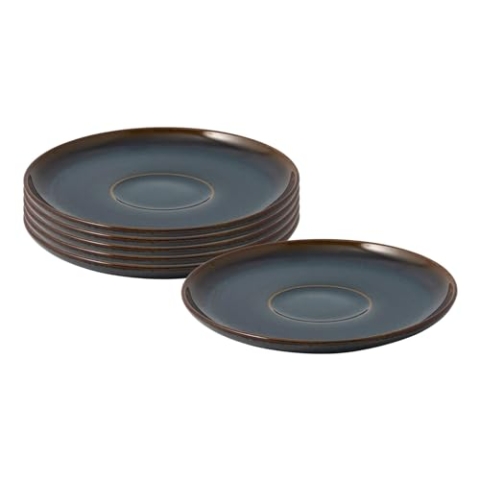 Villeroy & Boch like. by Crafted Denim Kaffeeuntertasse 6er Set, 15 cm, Untertasse mit Reaktivglasur, Premium Porzellan, Blau, 19-5168-1310