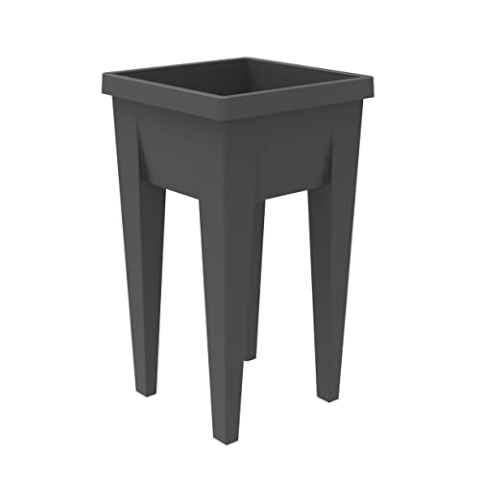 EDA - Veg&Kräutertisch, 23 l, Wasserspeicherbereich, Hohle Füße mit Ablaufstopfen – 38,5 x 38,5 x 68 cm – Anthrazitgrau