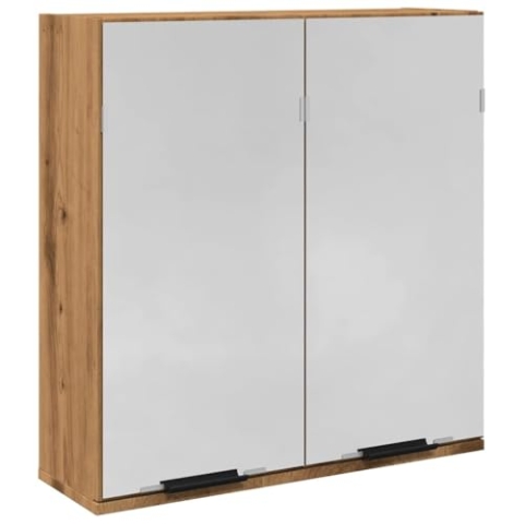 vidaXL Bad-Spiegelschrank Artisan-Eiche 64x20x66,5 cm Holzwerkstoff, Badschrank mit Spiegel, Badezimmer-Wandschrank mit Spiegel
