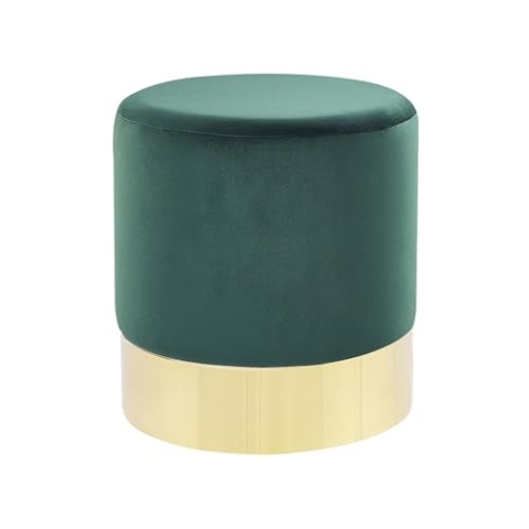 Beliani Runder Polster Pouf aus Samt grün Ottomane Sitzpouf Modern Barock Sophia