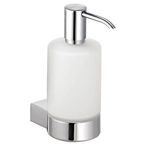 KEUCO Lotion-Spender aus Metall und Kunststoff, Pumpe verchromt, Wandhalterung aus Edelstahl, nachfüllbar ca. 250ml, Seifenspender, Ersatz-Pumpe inklusive, Plan