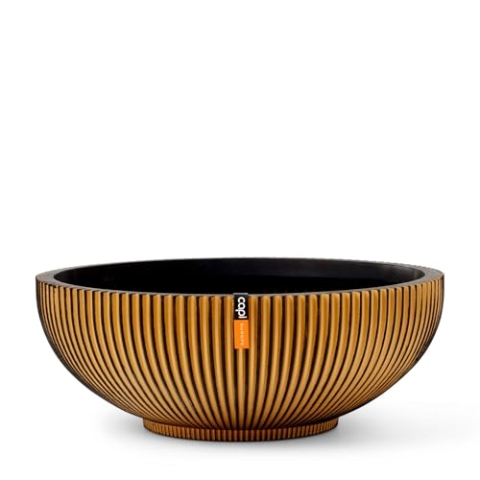 Capi Europe - Schale Groove Black & Gold - 40x15 - Gold - Öffnung Ø36 - Blumentopf für drinnen - BGVGB037