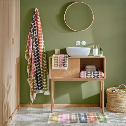 Orla Kiely Retro-Badematte, 50 x 90 cm, mit mehrstieligem Stiel, Kastanienbraun