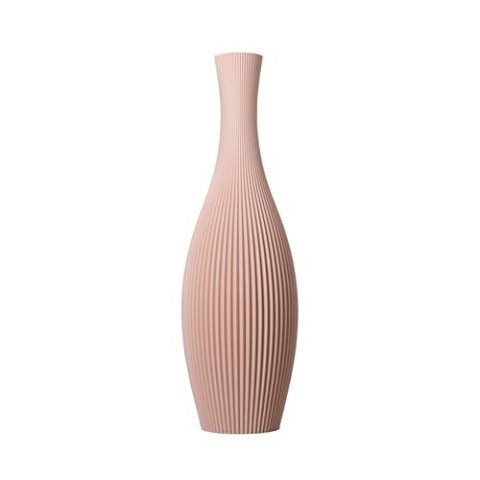 SLIMPRINT Bodenvase Stella Blüte Rosa, 18,8 x 60 cm, Hohe Dekovase für Pampasgras mit Modern Streifendesign, Recycelter Biokunststoff