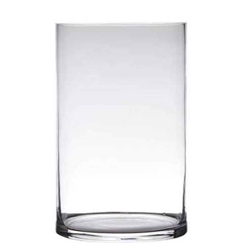 Dekoglas, Vase Zylinder Cold Cut H. 40cm D. 19cm transparent rund Glas Hakbijl
