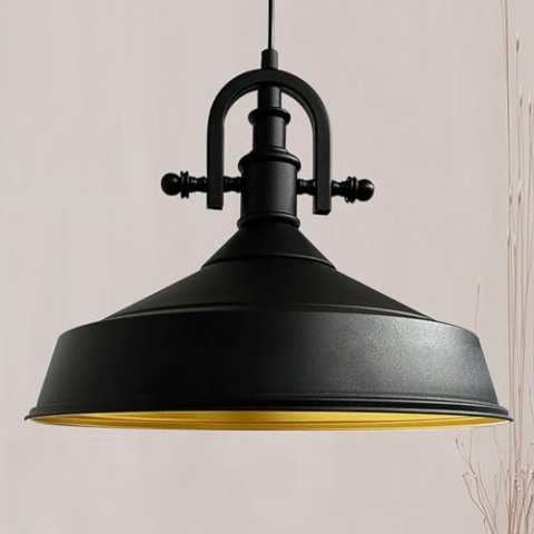 bamyum Asletl-Marine Hängelampe Industrial Vintage Ø41 cm, Küchenlampe Hängend Vintage, Pendelleuchte Esstisch Vintage, Hängelampe Esstisch, Wohnzimmerlampe, Pendelleuchte Schwarz Metall, Küchenlampe