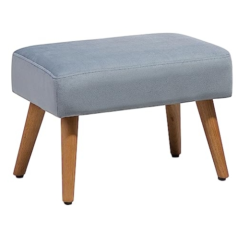Beliani Eleganter Hocker in Grau Samtstoff Holzbeine modern Takoma