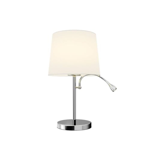 Lindby Tischlampe 'Benjiro' (Modern) in Weiß aus Textil (1 flammig, E27) - Tischleuchte, Schreibtischlampe, Nachttischlampe, Wohnzimmerleuchte