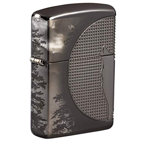 Zippo Pocket Lighter Feuerzeug, Armor Black Ice Wolf Moon Design, Einheitsgröße, 49353