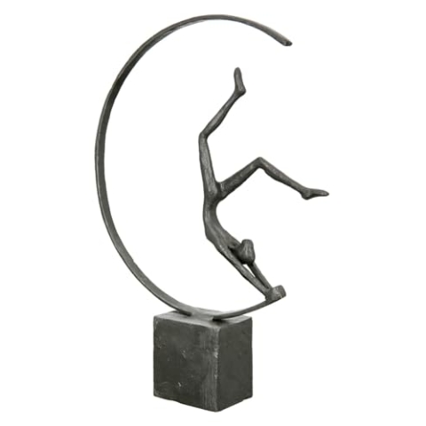 GILDE Deko Skulptur Gymnast Turner - Figur Frau im Handstand - Frauenfigur Deko Wohnzimmer Schlafzimmer - Farbe: Braun - 21 x 29 cm