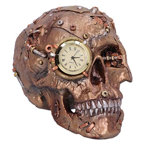 Nemesis Now Scrapped Skull Skeleton Figurine, Bronze, 19cm Steampunk Skelett Schädel, Harz, braun, 19 cm