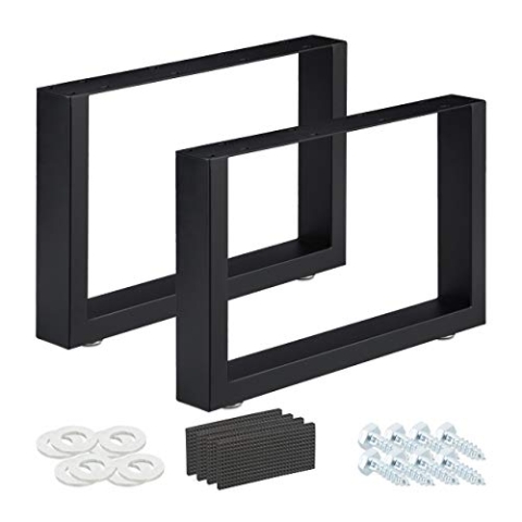 Relaxdays Tischkufen 2er Set, BxH: 64x40 cm, Metall Tischbeine Schreibtisch, Esstisch, Couchtisch, Industrial, schwarz, 64 x 40 cm
