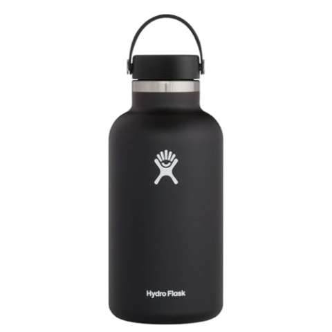 HYDRO FLASK - Trinkflasche 1893ml (64oz) mit Flex Deckel - Vakuumisolierte, Wiederverwendbare Trinkflasche aus Edelstahl - Auslaufsicherer Deckel - Heiße & Kalte Getränke - Black