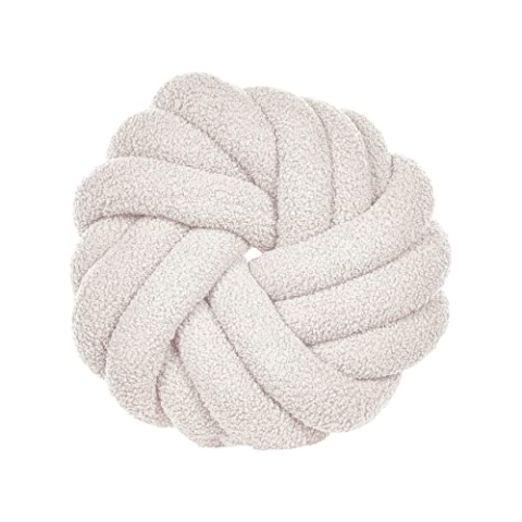 Beliani Set aus 2 Knotenkissen modern Weiß Bouclé Plüsch Geflecht 31 x 31 cm Akola